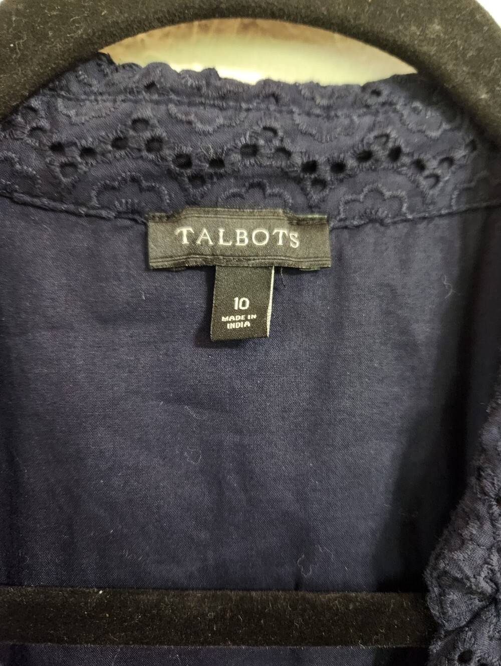Talbots Eyelet Tie-Front Shirtdress Size 10 Navy EUC - Picture 4 of 9